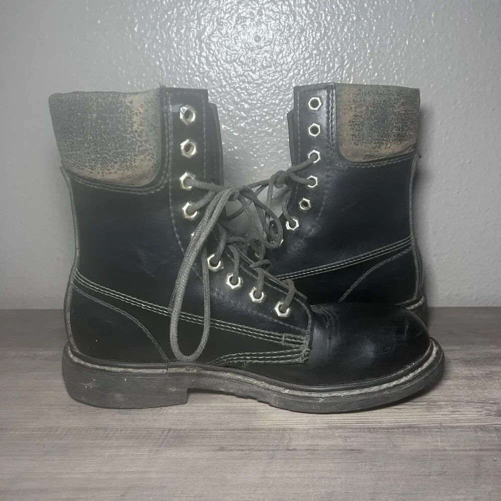 Gauchos Steel Toe Work Boots Black Oil Resistant Size 40A Mens 7.5 Nailed Soles